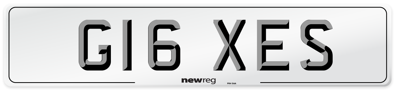 G16 XES Number Plate from New Reg